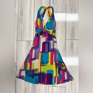 Multicolor Halter Neck Dress